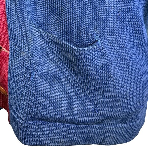 Vintage 1940s Champion Knitwear Blue & Red Varsity Letterman Cardigan Sweater - Picture 16 of 16